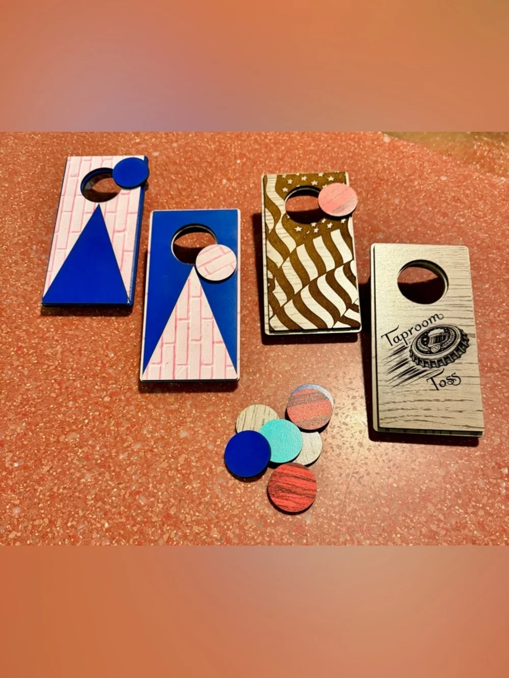 1-Hand crafted by me Wood Desktop customizable Cornhole boards made to order - Picture 7 of 11
